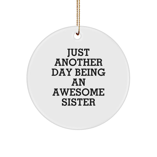 Funny Sister Gifts from Family - Just Another Day Being An Awesome Sister Circle Ornament for Sister - Christmas Unique Ornaments for Home Decoration - Image 1