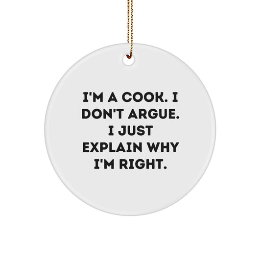 Funny Cook Gifts from Men to Friends Circle Ornament for Christmas Unique Presents - Image 1