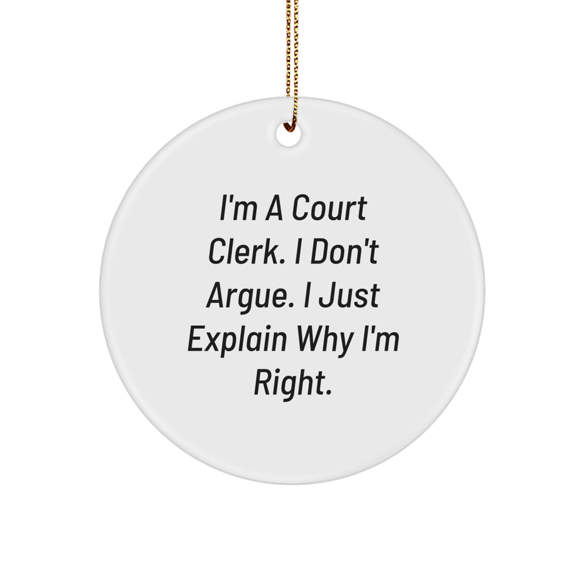 Witty Court Clerk Christmas Ornament for Friends Novelty Gift - Image 1