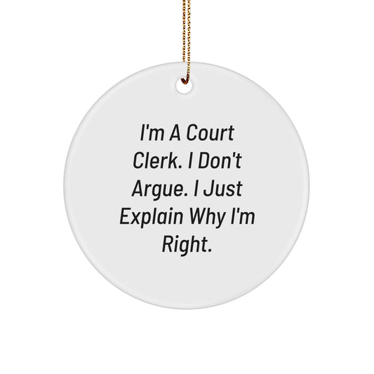 Witty Court Clerk Christmas Ornament for Friends Novelty Gift - Image 1