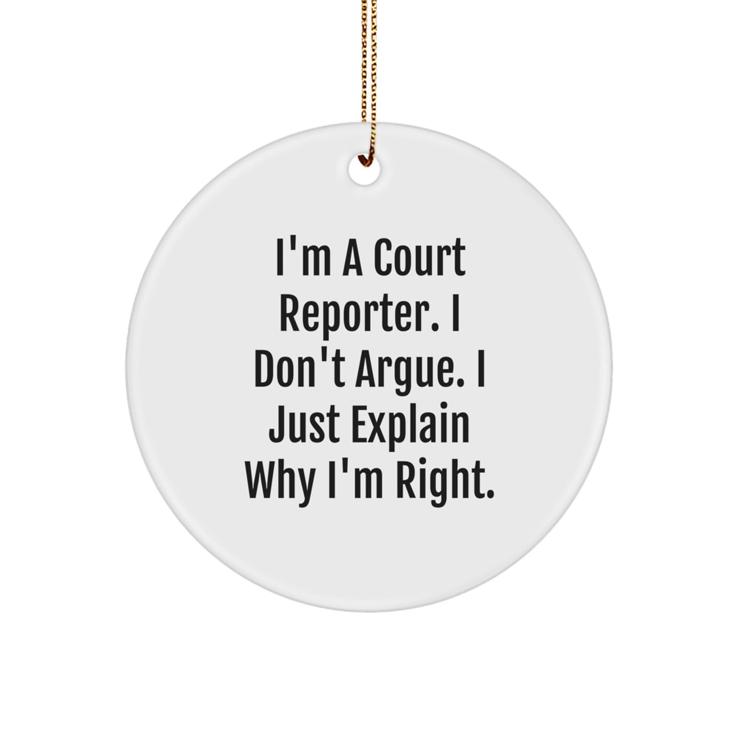 Funny Court Reporter Gifts from Men to Women, Court Reporter Circle Ornament for Christmas Unique Gifts - Image 1