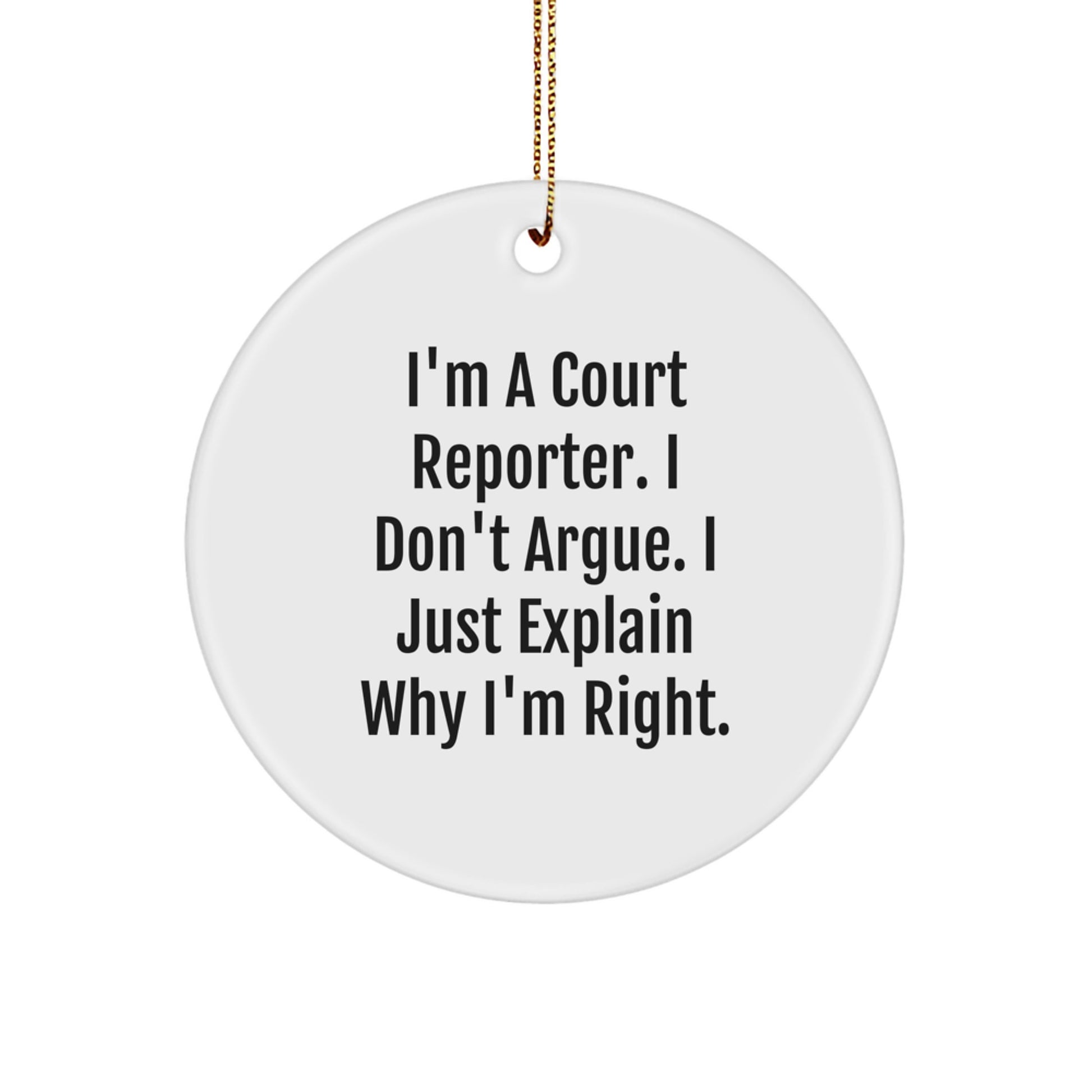Funny Court Reporter Gifts from Men to Women, Court Reporter Circle Ornament for Christmas Unique Gifts - Image 1