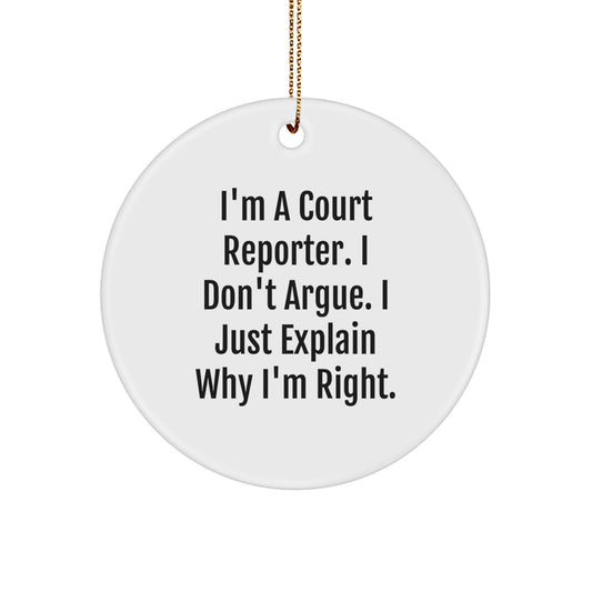 Funny Court Reporter Gifts from Men to Women, Court Reporter Circle Ornament for Christmas Unique Gifts - Image 1