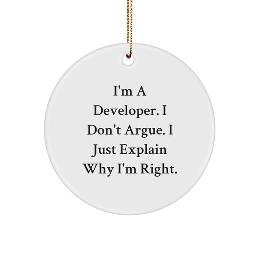 Christmas Gift Developer Christmas Ornament - I Don't Argue, I Explain - Image 1