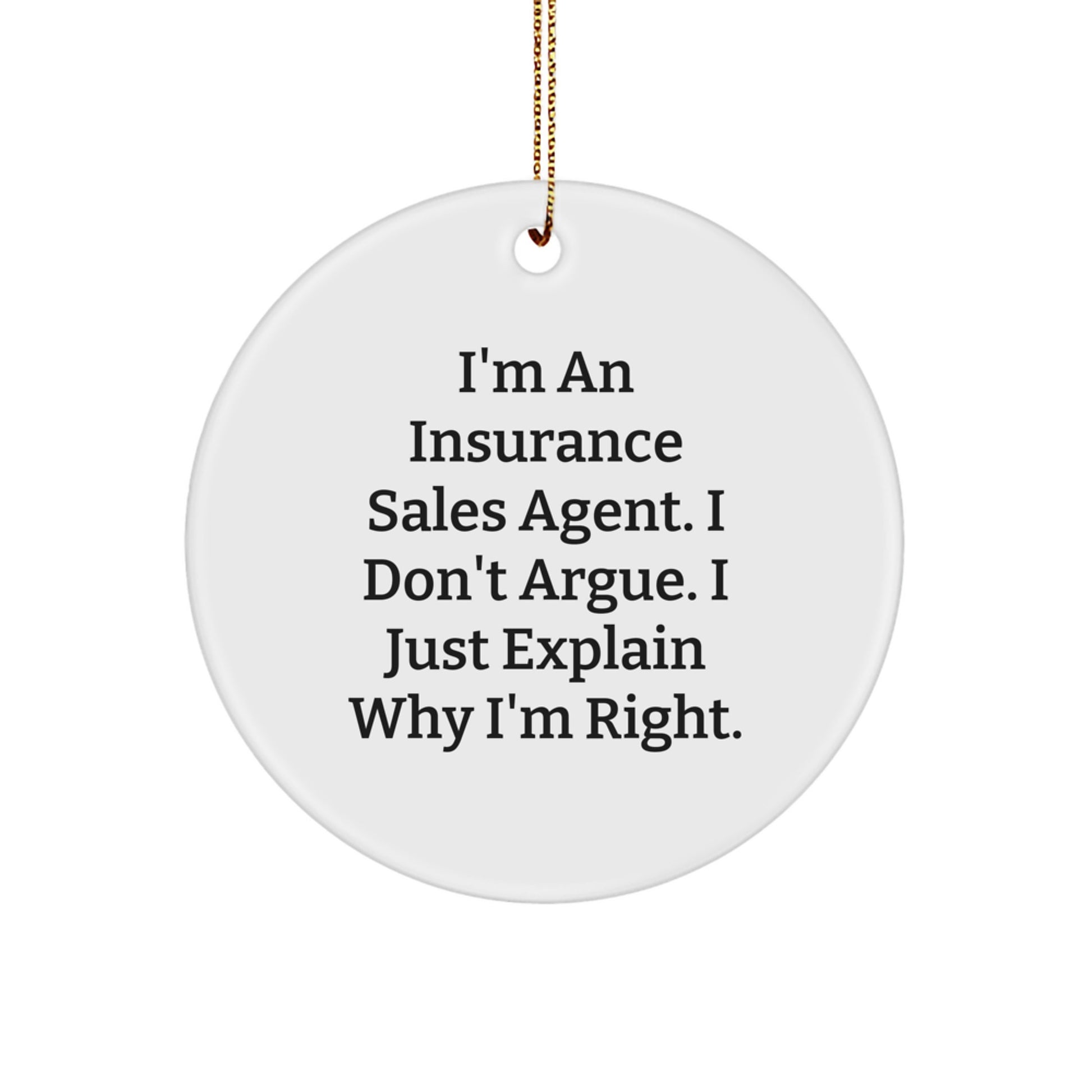 Unique Christmas Unique Gifts for Insurance Sales Agent Friends from Men, Funny Circle Ornament - Image 1