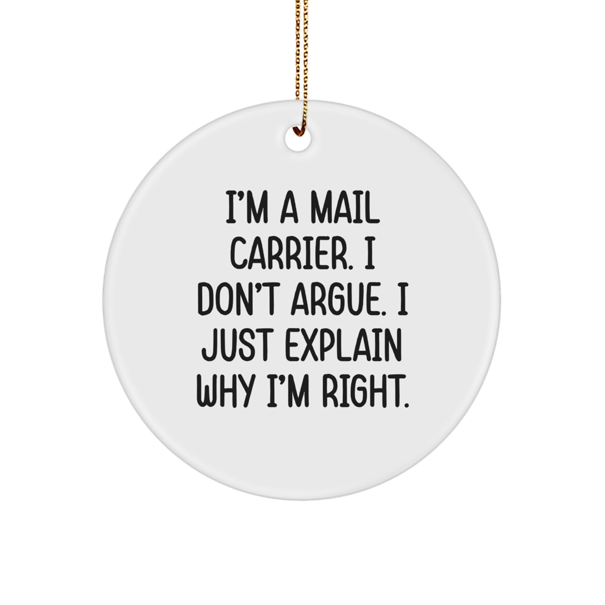 Funny Mail Carrier Gifts from Friends and Family for Christmas Unique Circle Ornament - Image 1