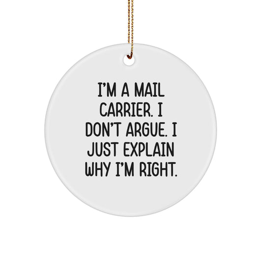Funny Mail Carrier Gifts from Friends and Family for Christmas Unique Circle Ornament - Image 1