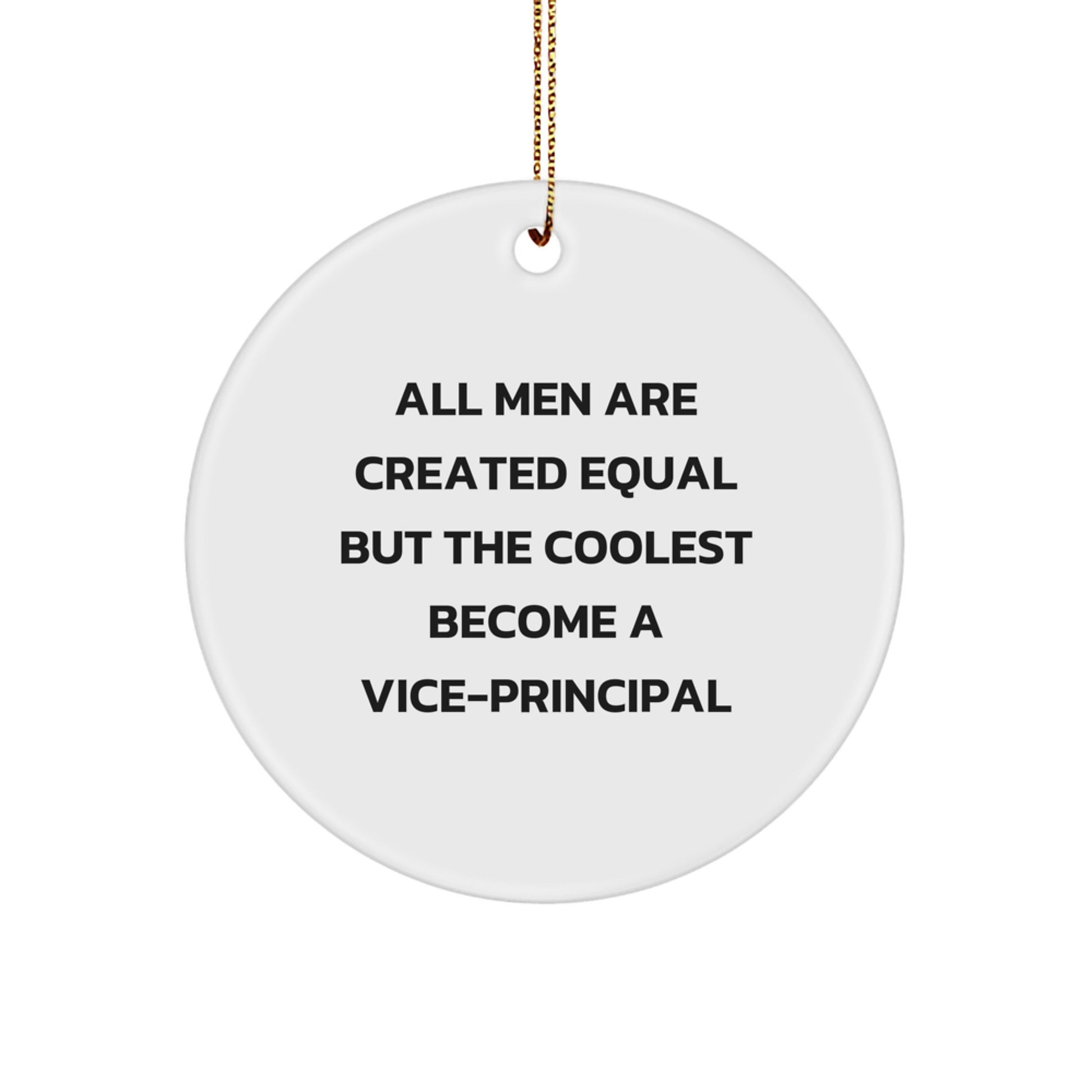 Funny Vice-principal Gifts from Men for Vice-principal - All Men Are Created Equal But The Coolest Become A Vice-principal, Christmas Unique Circle Ornament, Vice-principal Decor - Image 1