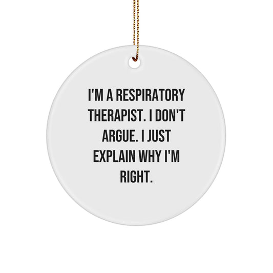 Funny Respiratory Therapist Gifts for Coworkers - Inspirational Circle Ornament, Unique Christmas Memorable Presents from Friends - Image 1