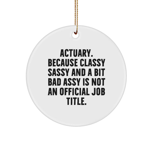 Funny Actuary Gifts from Friends, Classy Sassy Actuary Ornaments for Christmas Unique Gifts, Actuary Circle Ornament for Men Women Friends Family - Image 1