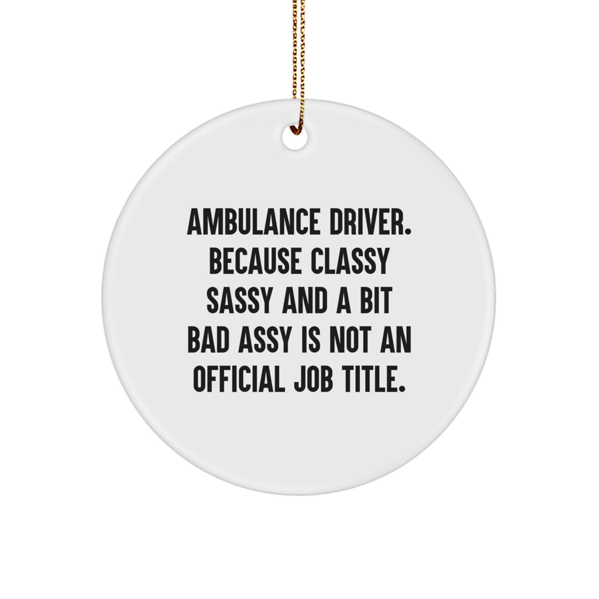 Ambulance Driver Gifts from Friends, Funny Circle Ornament for Ambulance Driver, Christmas Unique Ambulance Driver Present - Image 1