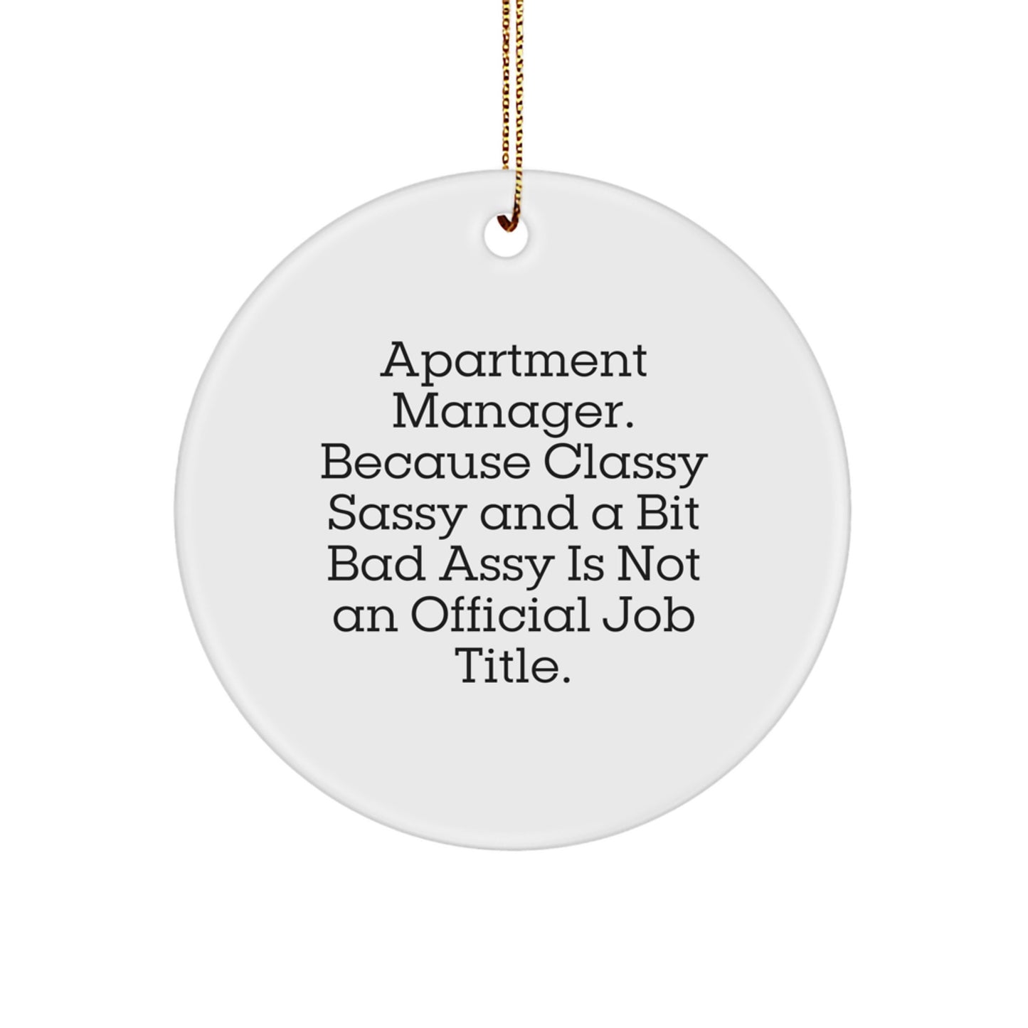 Funny Christmas Unique Gifts for Apartment Manager - 'Because Classy Sassy And A Bit Fearlessy Is Not An Official Job Title.' Circle Ornament - Image 1