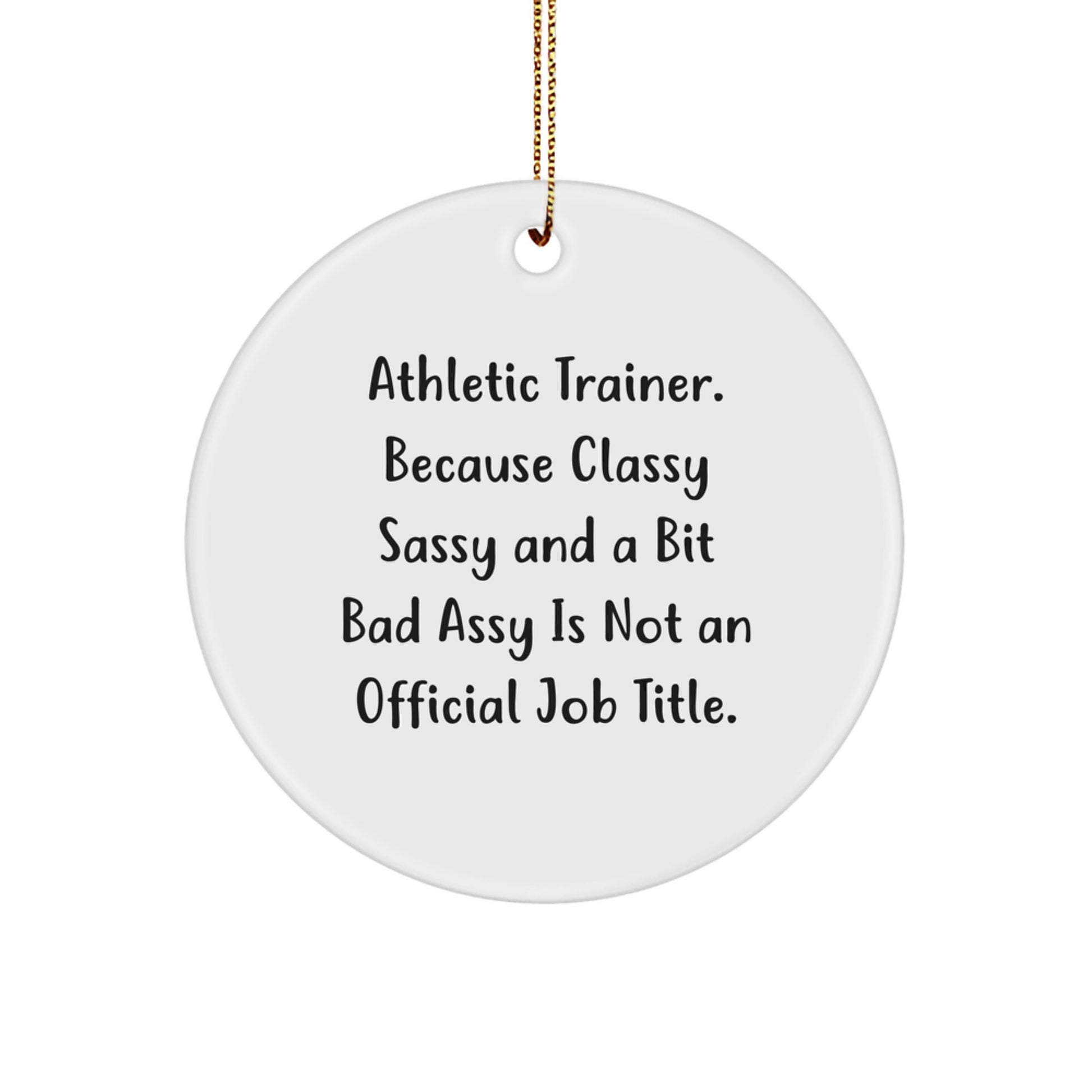 Funny Athletic Trainer Gifts from Friends - 'Classy Sassy And A Bit Fearlessy Is Not An Official Job Title' Christmas Unique Circle Ornaments for Men Women Family Coworkers - Image 1
