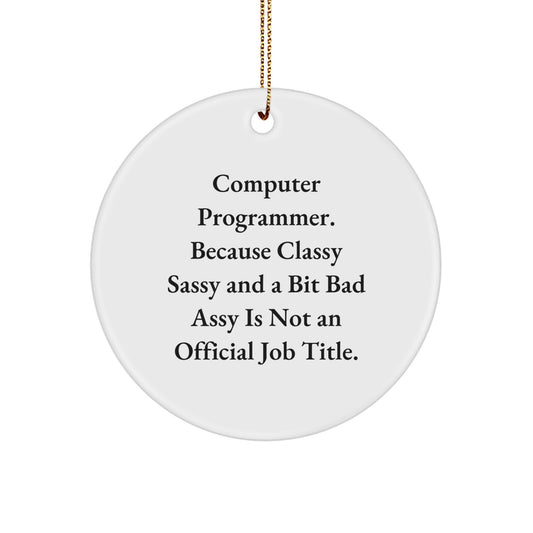 Funny Computer Programmer Gifts, Circle Ornament for Men, Women or Coworkers, Inspirational Quote, Christmas Unique Gifts from Friends or Family, Perfect for Home Office or Study - Image 1