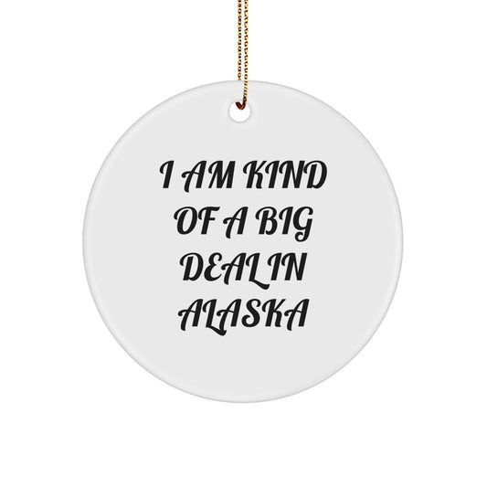Alaska Circle Ornament Funny Quote Gifts for Friends from Alaska, Unique Christmas Decorations, Kind of a Prime Selection - Image 1