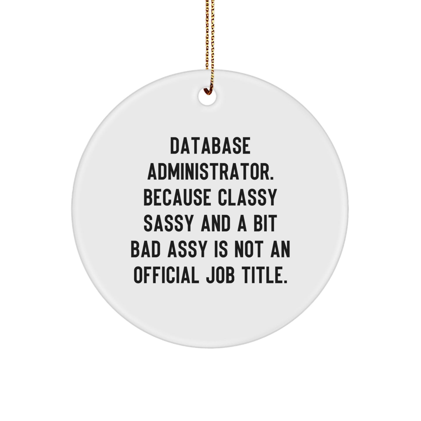 Funny Database Administrator Gifts, Classy Sassy and a Bit Fearlessy Quote Circle Ornament, Gifts from Family, Friends, or Coworkers for Database Administrator - Image 1