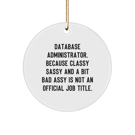 Funny Database Administrator Gifts, Classy Sassy and a Bit Fearlessy Quote Circle Ornament, Gifts from Family, Friends, or Coworkers for Database Administrator - Image 1