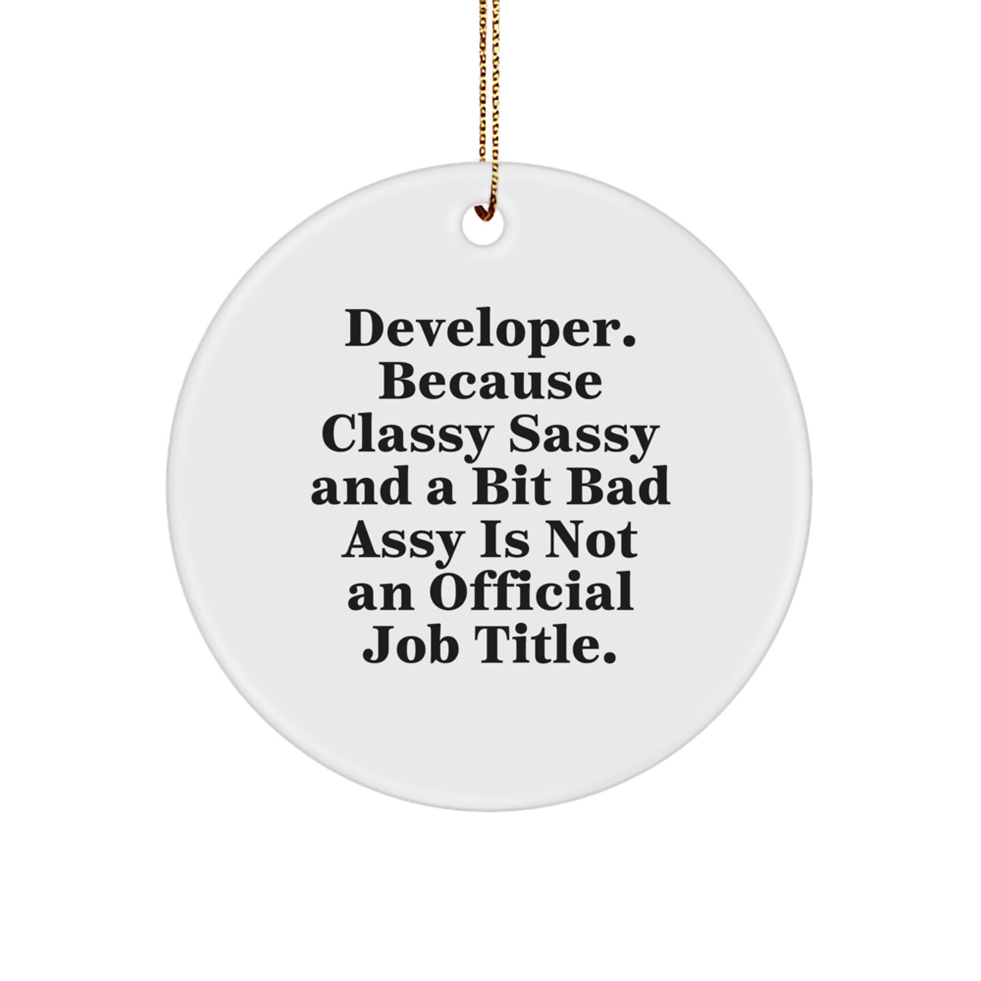 Funny Developer Gifts from Friends, Men, Women, Coworkers - Christmas Unique Circle Ornaments with Developer Quote - White MDF Circle Shaped Decorations - Image 1