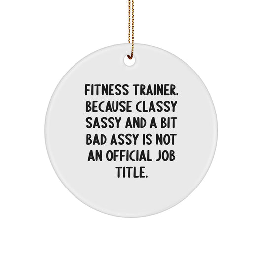 Funny Fitness Trainer Gifts for Women, Circle Ornament with Sassy Quote, Christmas Unique Gifts from Family, Perfect for Fitness Enthusiasts, Inspirational MDF Ornament - Image 1