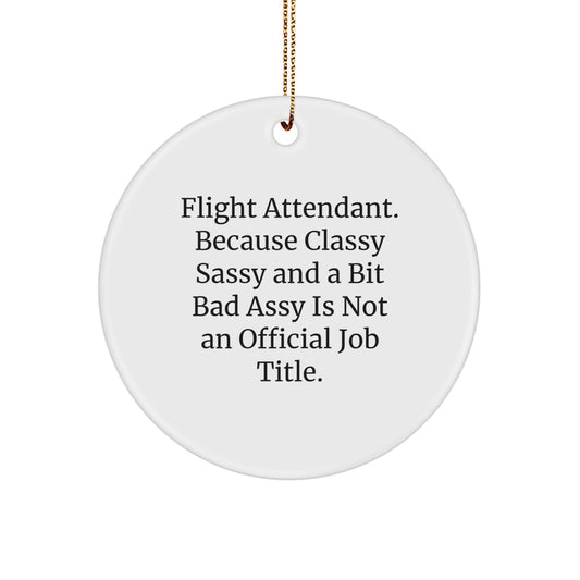Funny Flight Attendant Gifts from Friends for Men Women Coworkers, Classy Sassy Fearlessy Ornament, Christmas Unique Gifts for Flight Attendants - Image 1