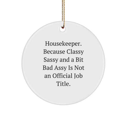 Funny Housekeeper Gifts, Unique Circle Ornament Quote, Christmas Memorable Presents for Housekeeper from Friends - Image 1