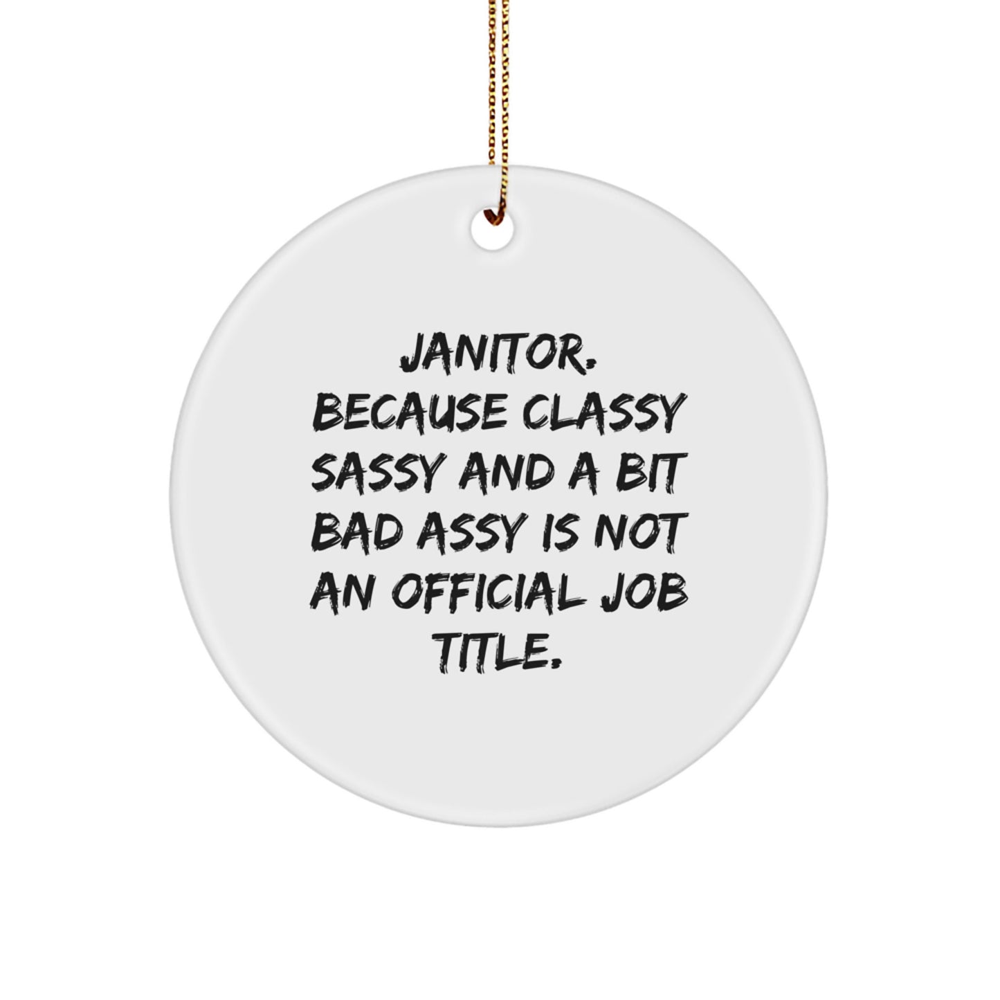Funny Janitor Christmas Unique Gifts, Janitor Humor Circle Ornament, Gifts from Friends for the Sassy Janitor Janitor - Image 1
