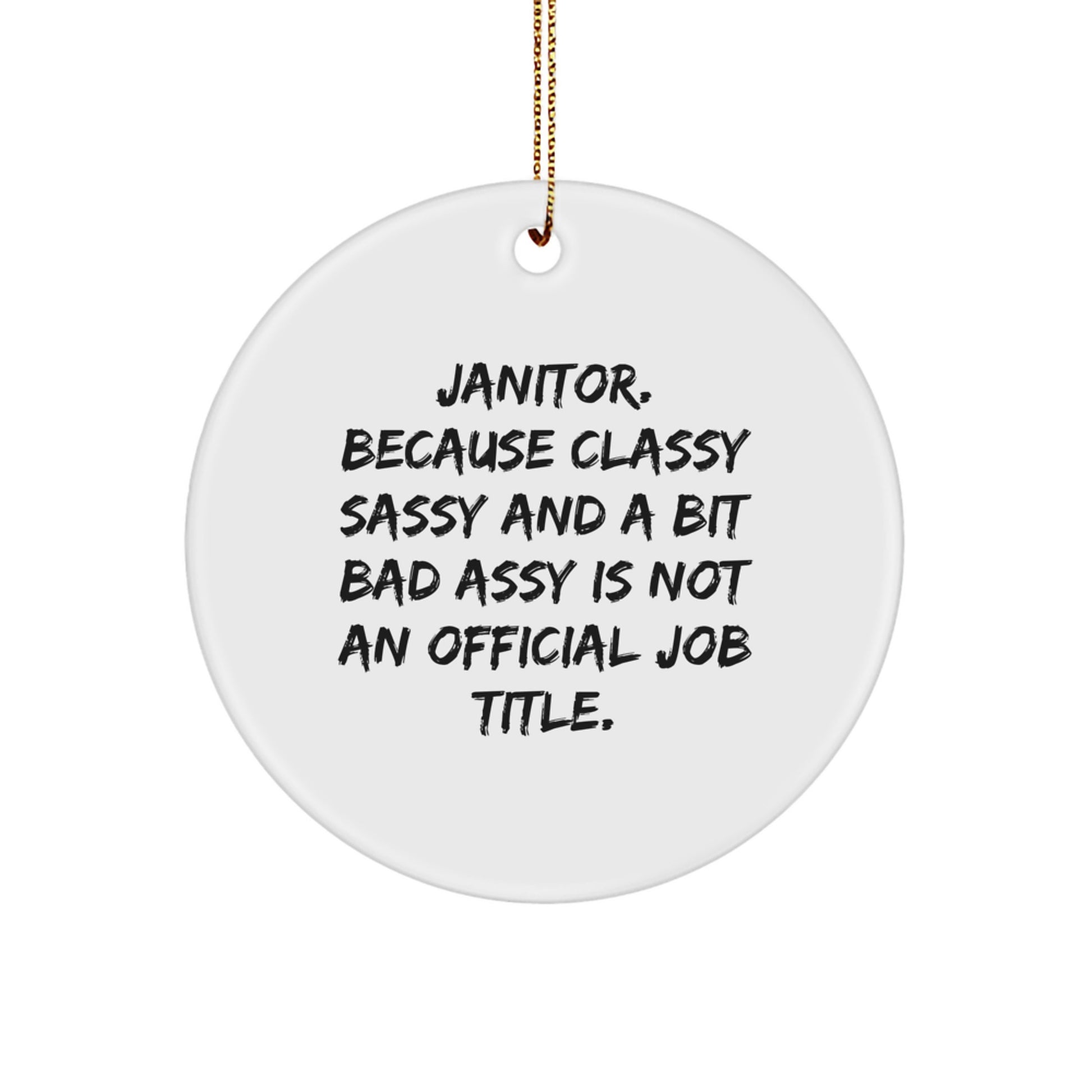 Funny Janitor Christmas Unique Gifts, Janitor Humor Circle Ornament, Gifts from Friends for the Sassy Janitor Janitor - Image 1