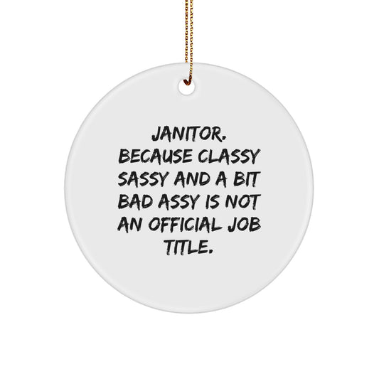 Funny Janitor Christmas Unique Gifts, Janitor Humor Circle Ornament, Gifts from Friends for the Sassy Janitor Janitor - Image 1