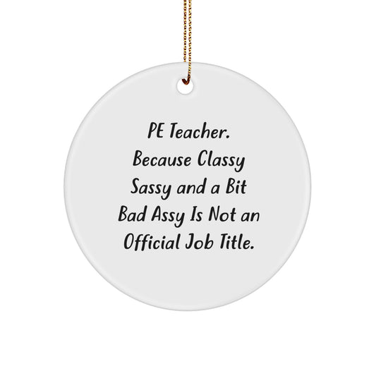 Funny PE Teacher Gifts for Men - PE Teacher Christmas Unique Gifts from Friends, Circle Ornament Quote, PE Teacher Appreciation Gifts - Image 1