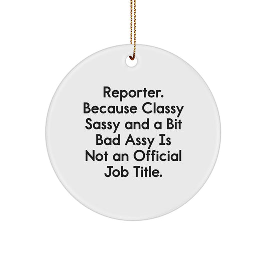 Reporter Keepsake Circle Ornament for Him Christmas Gift - Image 1
