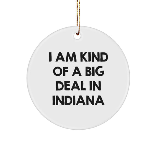 Funny Indiana Circle Ornament - 'I Am Kind Of A Prime Selection In Indiana' Gifts for Indiana Lovers from Friends and Family - Unique Christmas Unique Gifts for Indiana Residents - Image 1