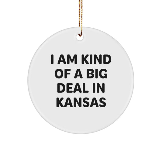Funny Kansas Circle Ornament Gifts from Friends and Family for Kansas Men and Women on Christmas Unique Gifts - Image 1