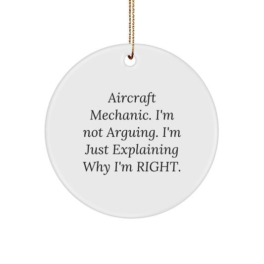 Funny Gift for Aircraft Mechanic Dad Christmas Ornaments Circle Shape MDF Material - Image 1