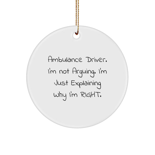 Funny Ambulance Driver Gifts from Friends for Men - Ambulance Driver Circle Ornament, Christmas Unique Decorations - Image 1