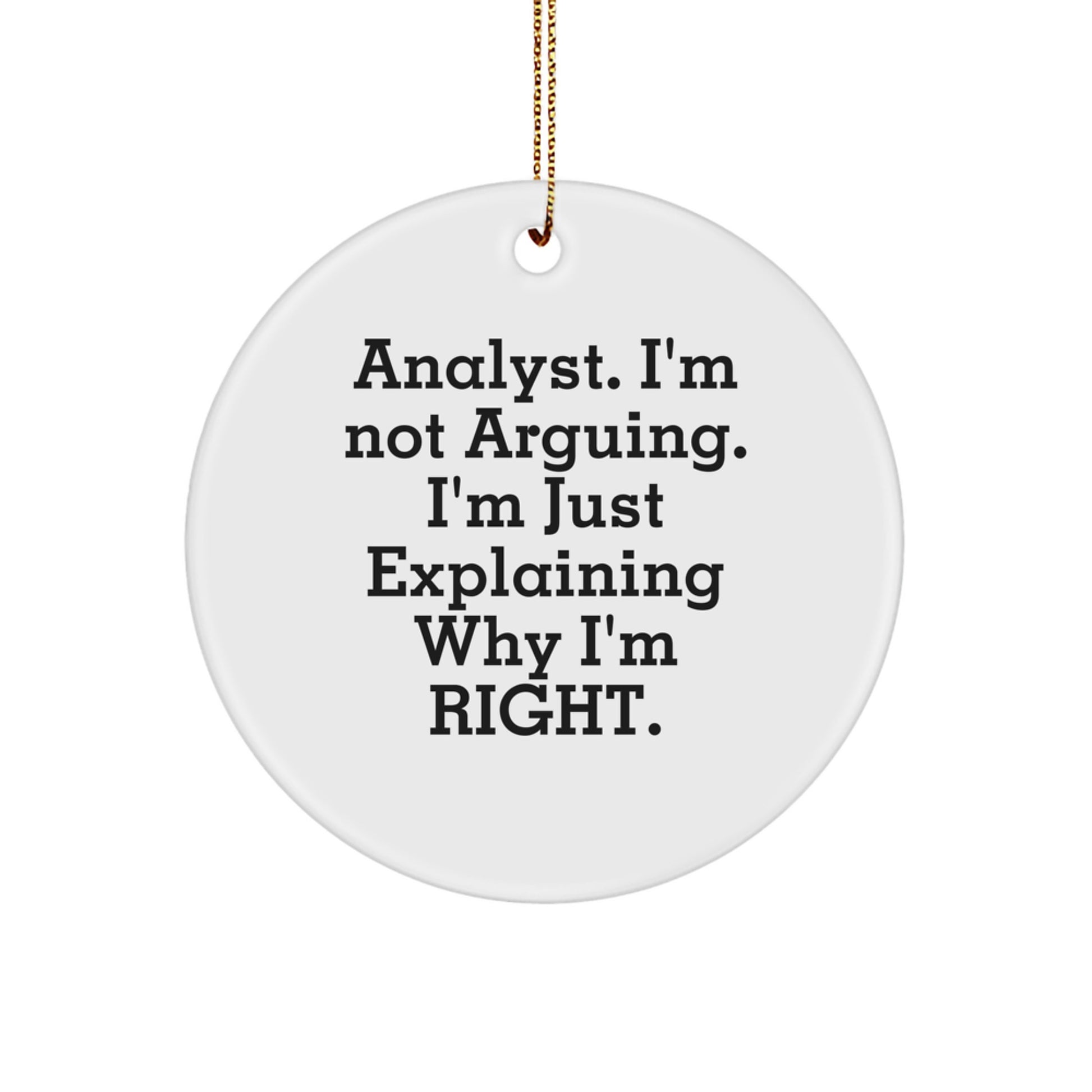 Funny Analyst Gifts for Men, Women, Friends, Coworkers, Family - Christmas Unique Circle Ornament, I'm Not Arguing. I'm Just Explaining Why I'm Right. - Analyst - Image 1
