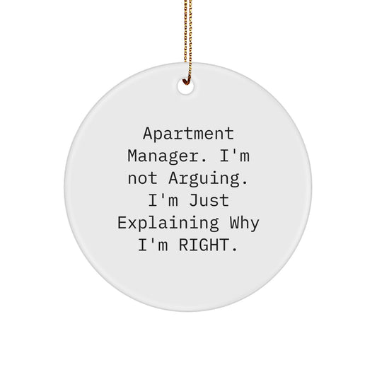 Funny Apartment Manager Gifts from Friends for Apartment Manager Christmas Unique Ornaments - Circle Ornament for Men, Women, Coworkers, Family - Image 1