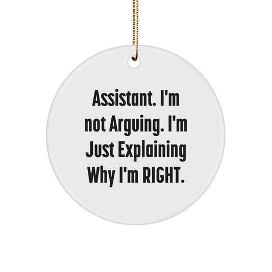 Funny Assistant Gifts from Friends and Family for Christmas Unique Circle Ornament - Image 1