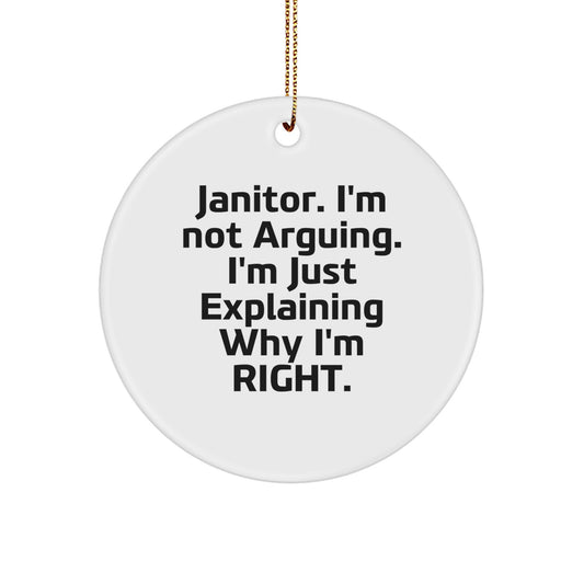 Christmas Unique Gift Janitor Circle Ornament Humorous for Her Present - Image 1