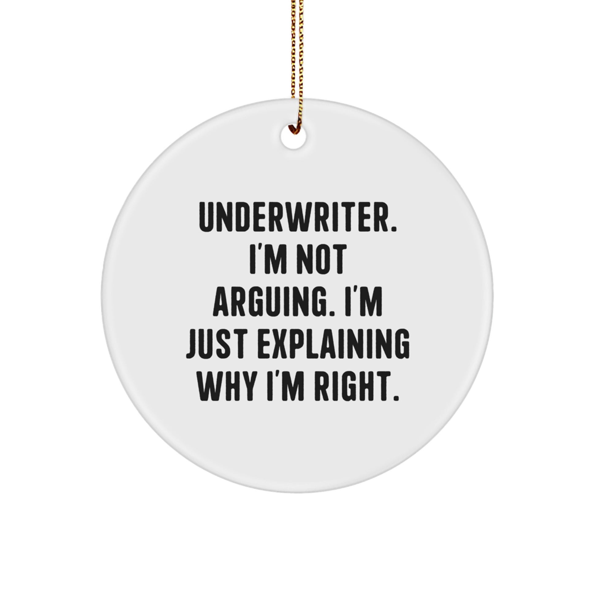 Funny Underwriter Quotes Circle Ornament for Christmas Unique Gifts from Friends, Underwriter Men, Underwriter Women - Image 1