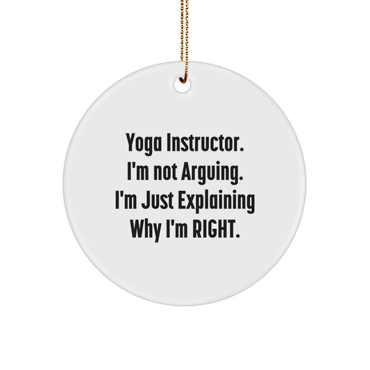 Funny Yoga Instructor Gifts from Friends for Christmas Unique Circle Ornament - Image 1