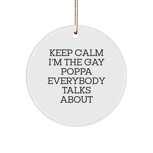 Funny Poppa Gifts for Men, Unique Circle Ornament Keepsake, Gifts from Friends, Family, or Coworkers for Christmas - Image 1