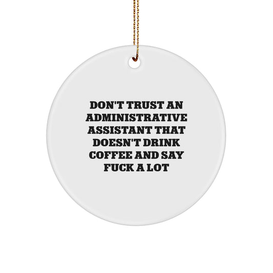 Funny Administrative Assistant Gifts from Friends - Christmas Unique Circle Ornament for Her Office Decor - Image 1