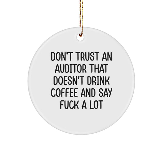 Funny Quotes for Auditors, Circle Ornament Gift Ideas from Friends, Cute Christmas Unique Gifts for Auditor Colleagues - Image 1