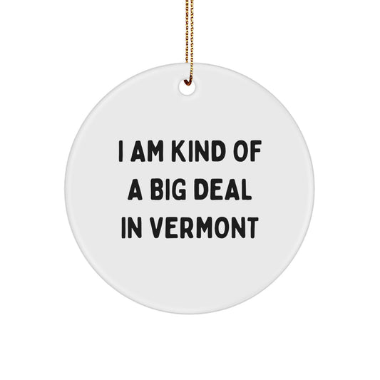 Funny Vermont Circle Ornament Gifts from Friends for Christmas Decorations, 'I Am Kind Of A Prime Selection In Vermont' Quote - Image 1