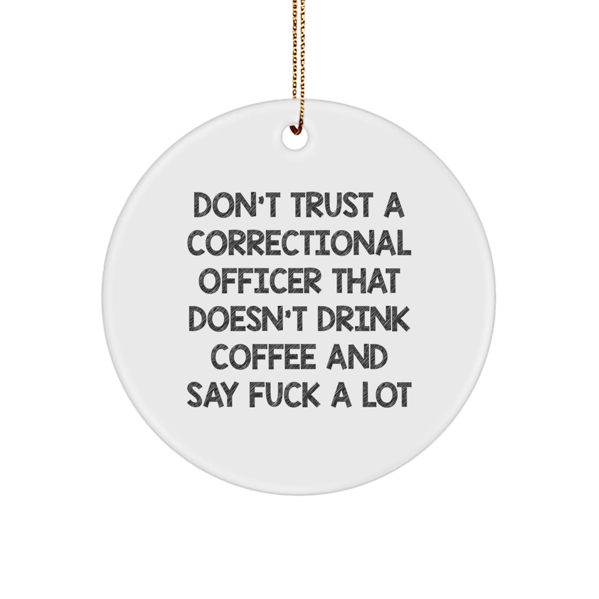 Funny Correctional Officer Christmas Unique Gift for Men - Circle Ornament, 'Don't Trust a Correctional Officer' - Unique Gifts from Friends for Family - Image 1