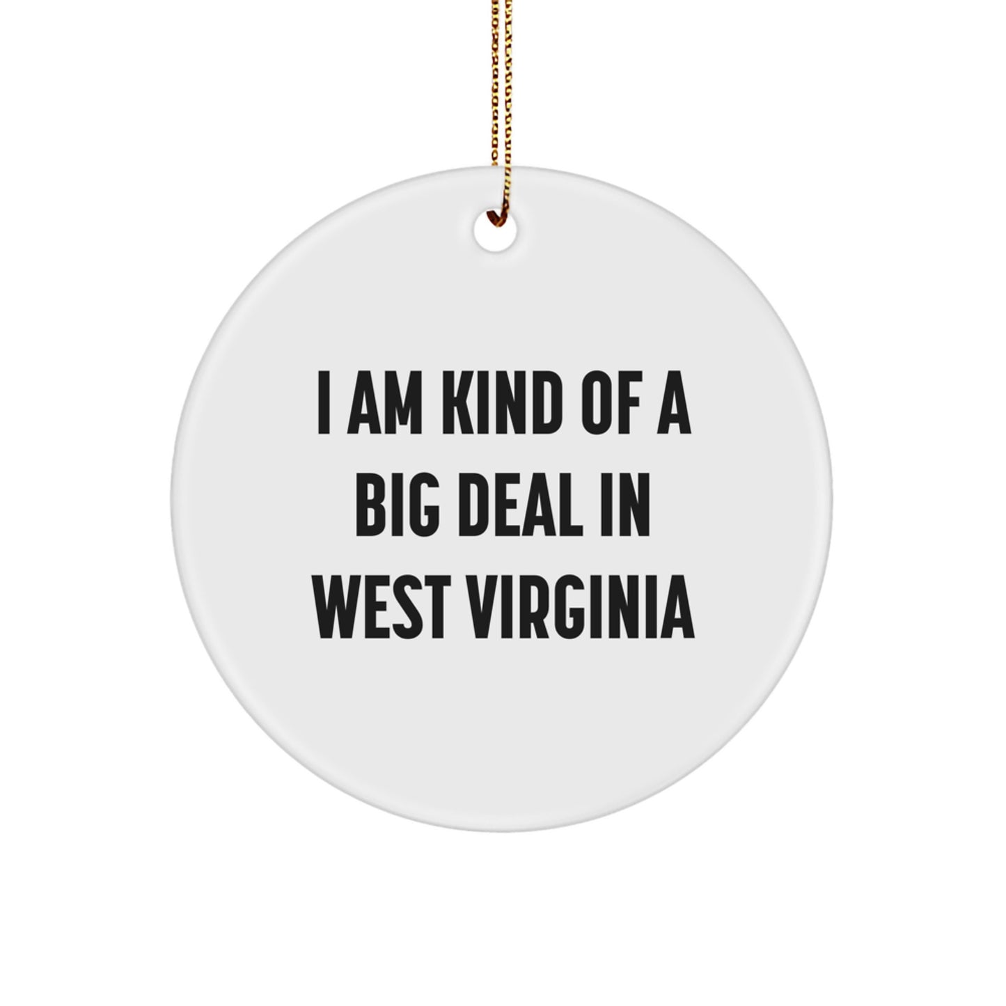 Funny West Virginia Gifts from Friends for Family Christmas Ornament I Am Kind Of A Prime Selection In West Virginia Circle Decoration - Image 1