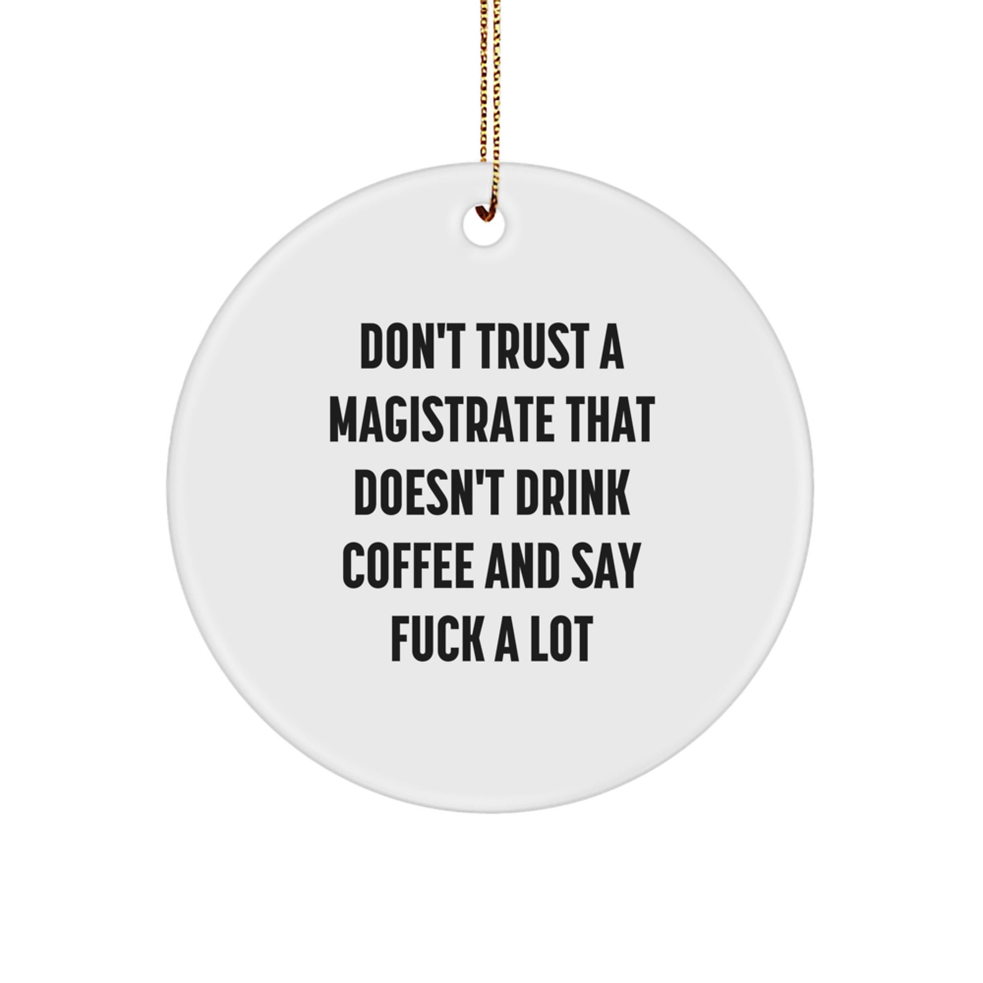 Funny Magistrate Gifts for Men, Unique Circle Ornament with Don't Trust A Magistrate That Doesn't Drink Coffee And Say F--k A Lot Quote, Christmas Unique Presents for Family Friends Coworkers - Image 1