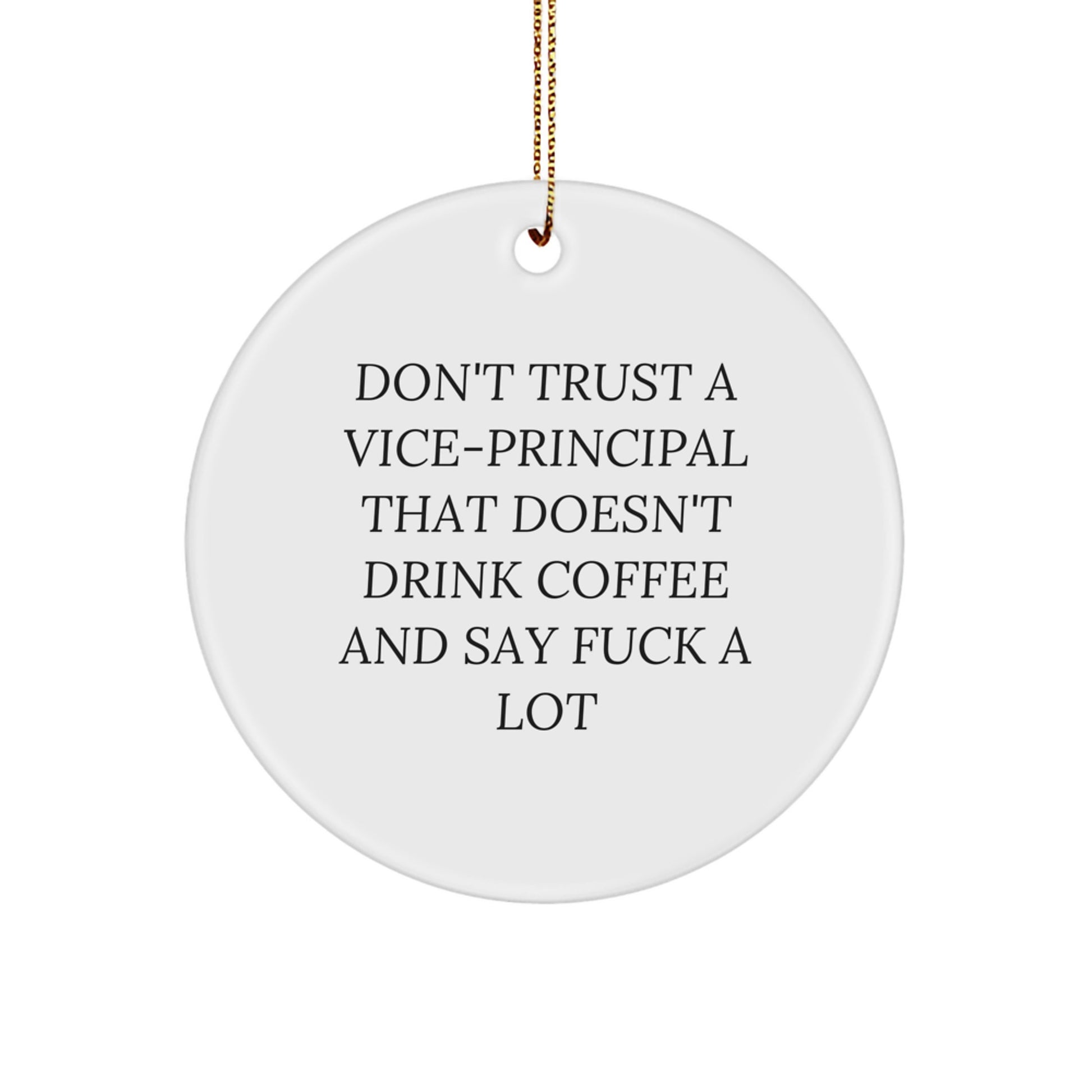Funny Vice-principal Gifts for Men, Circle Ornament Quote 'Don't Trust A Vice-principal That Doesn't Drink Coffee' - Gifts from Friends, Christmas Unique Ornaments for Vice-principal - Image 1