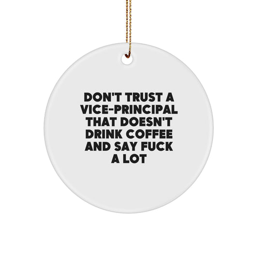 Funny Vice-principal Gifts for Men, Christmas Unique Circle Ornament, Don't Trust a Vice-principal Quote, Gifts from Friends, Small Decorative Ornament - Image 1