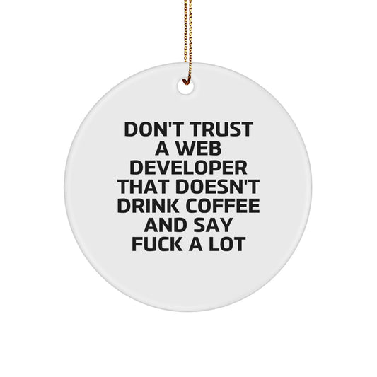 Funny Web Developer Gifts from Friends, Funny Web Developer Quotes, Circle Ornament Christmas Unique Gifts for Web Developers by Friends - Image 1